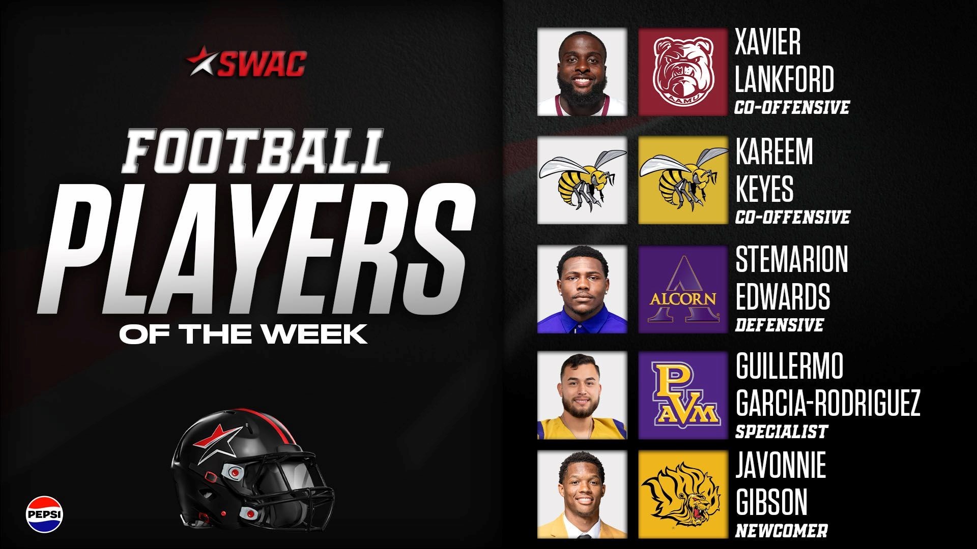 SWAC Football Weekly Honors: Oct. 14