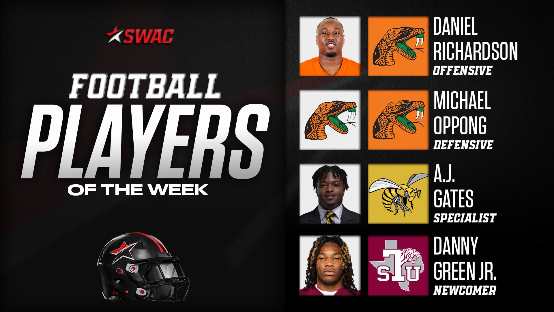 SWAC Football Weekly Honors: Sept. 3