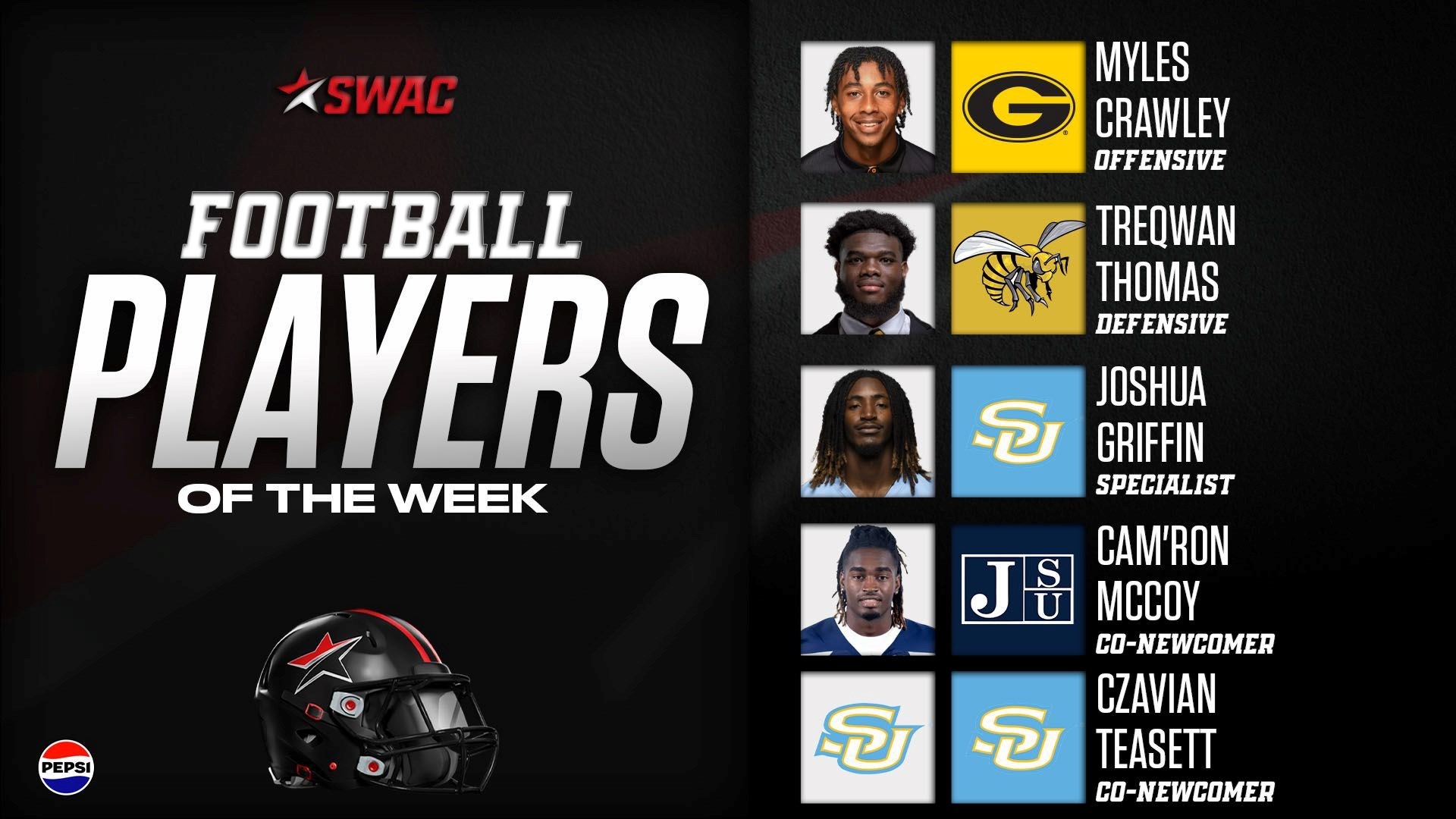 SWAC Football Weekly Honors: Sept. 9
