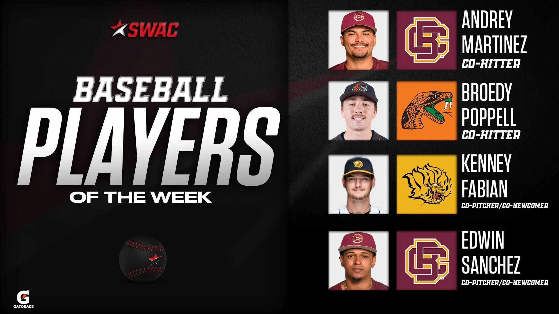 SWAC Baseball Weekly Honors: May 13