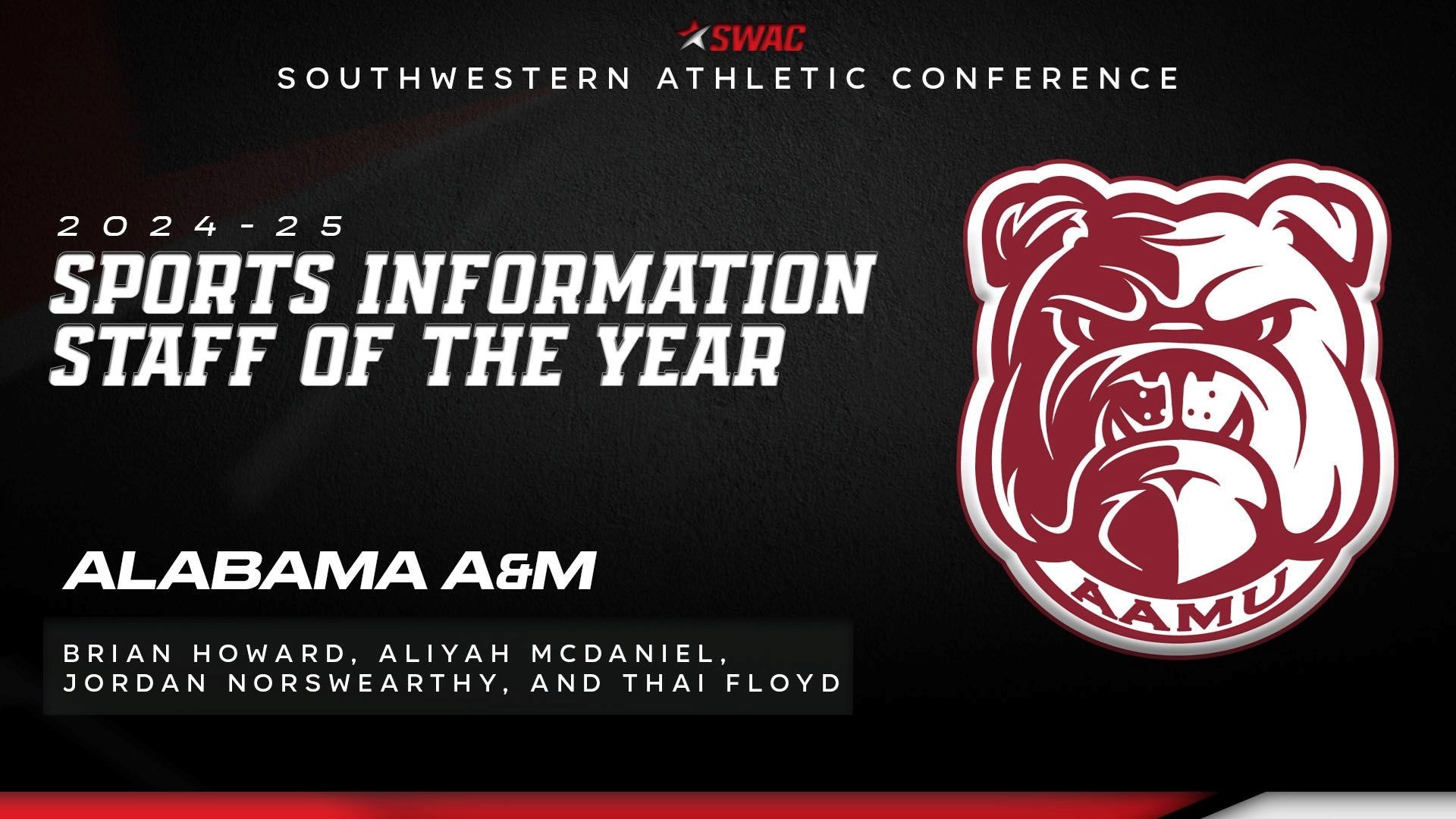 Alabama A&M Named 2024-25 SWAC Sports Information Staff of the Year