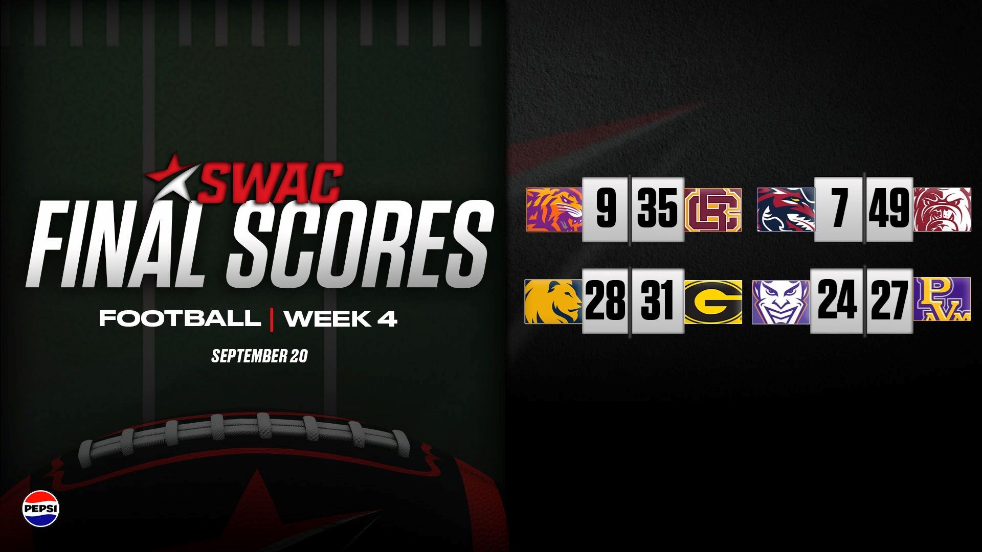 SWAC Football Final Scores Week Four